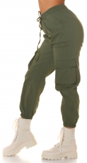 High Waist Hose im modischen Cargo-Look - khaki