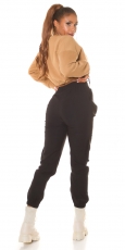 Preview: High Waist Hose im modischen Cargo-Look - schwarz