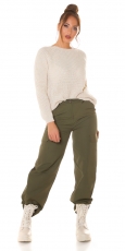 Moderne High Waist Hose im Cargo-Look - khaki