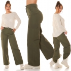 Preview: Moderne High Waist Hose im Cargo-Look - khaki