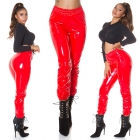 Preview: Sexy glänzende Latexlook Hose in rot