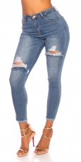 Preview: Sexy Used-Jeans im Highwaist-Look - blue washed