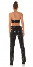 Preview: GoGo Wetlook Highwaist Hose mit sexy Cutouts - schwarz