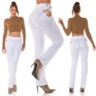Preview: GoGo Wetlook Highwaist Hose mit sexy Cutouts - weiß