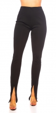 Elegante High Waist Hose mit Zierzippern in schwarz