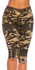 High Waist Capri- Jeans im modischen Used-Look - camouflage