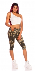Preview: High Waist Capri- Jeans im modischen Used-Look - camouflage