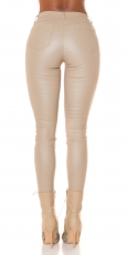 Preview: Sexy High Waist Lederlook Hose - beige