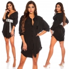 Preview: Moderne Long-Bluse im auffälligen Used-Look - schwarz