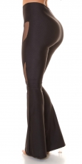 Preview: Exklusive Schlag Hose mit sexy Transparent-Einsätzen in schwarz