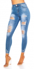 Sexy Push Up Jeans im Destroyed-Look - blue washed
