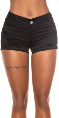 Push-Up Jeans Hot-Pants mit Vintage-Effekte - schwarz