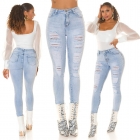 Preview: Sexy Skinny Jeans im auffallenden Ripped Vintage-Look - light blue