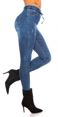 Preview: Modische Jeanshose mit Kordelzug - blue washed