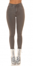 Preview: High Waist Basic Skinny Jeans in aktueller Waschung - grey