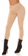 High Waist Push Up Skinny Jeans - beige
