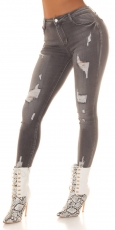 Moderne Skinny-Jeans im Used-Look - anthrazit