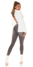 Preview: Moderne Skinny-Jeans im Used-Look - anthrazit