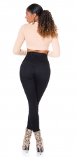 Preview: Sexy figurbetonte High Waist Jeans mit aufgesetzter Knopfleiste - schwarz