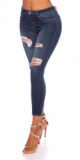 Preview: Sexy Used-Jeans im Highwaist-Look - dark blue
