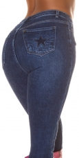 High Waist Skinny Jeans mit Stern-Verzierung - blue washed