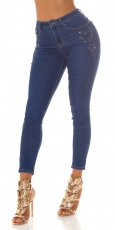 Stretch Jeans mit dezenter Strass-Verzierung - jeansblau