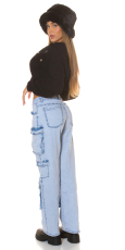 Preview: Hippe High Waist Cargo Jeans im lässiger Schnittform - light blue