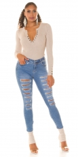 Preview: Sexy Skinny-Jeans mit Vintage-Effekten - blue washed
