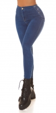 Sexy Skinny Stretch Jeans mit dezenter Strass-Verzierung - jeansblau