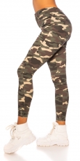 Preview: High Waist Stretch-Jeans im Used-Look - camouflage