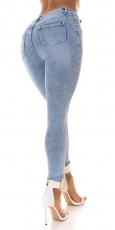 Preview: High Waist Push Up Jeans im dezenten destroyed Look - acid blue