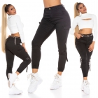 Preview: Moderne Cargo-Jeans mit seitlichen Pattentaschen - schwarz