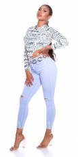 Preview: Skinny-Jeans mit modischen Used-Effekten - light blue