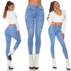 Preview: Moderne Röhren-Jeans mit PushUp und Vintage-Effekten in light blue