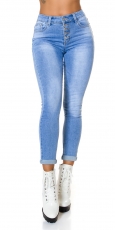 Helle Stretch Skinny Jeans mit Knopfleiste - light blue