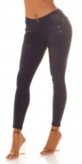 Skinny- Hüftjeans mit Zier-Zippern und Glitzernieten - dark blue