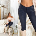 Skinny- Hüftjeans mit Zier-Zippern und Glitzernieten - dark blue