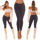 Skinny- Hüftjeans mit Zier-Zippern und Glitzernieten - dark blue