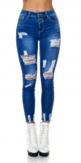 High Waist Skinny Jeans im Destroyed-Look - blue washed