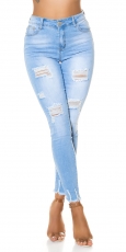 Helle High Waist Destroyed-Jeans mit frechen Rissen - light blue