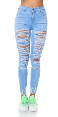 Skinny Stretch Jeans im Destroyed-Look - blue washed