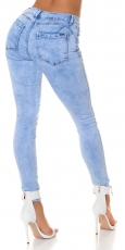 Modische PushUp High Waist Used Damen Jeans Hose - blue washed