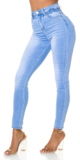 High Waist Stretch Jeans mit doppelten Bund - light blue