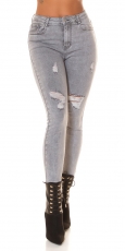 Sexy Skinny-Jeans im Used Look - light grey