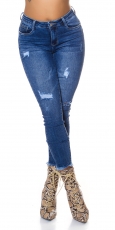 Preview: Sexy Push Up Skinny Jeans mit Used-Effekten - blue washed