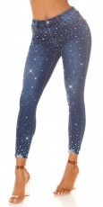 Vintage-Jeans mit Push Up Effekt und Glitzereffekten in blue washed