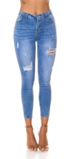 Moderne Push Up Jeans mit heller Waschung und Used-Effekten - blue washed
