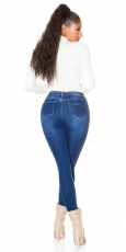 Preview: High Waist Skinny Jeans im Destroyed-Look - blue washed