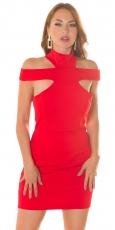 Elegantes Minikleid mit Stehkragen und Cut-Outs - rot