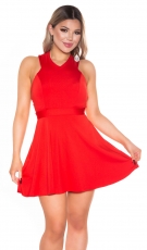 Skaterkleid mit ausgestellten Rock und gekreuzten Rückenträger - rot